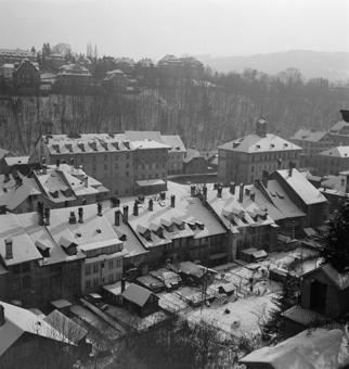 Verschneites Mattequartier von oben, Bern