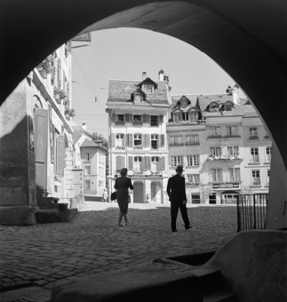Blick aus Laubenbogen Junkerngasse zur Gerechtigkeitsgasse, Bern