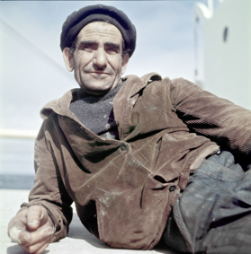 Paul Senn reiste 1951 mit dem Getreideschiff S/S Lausanne von Antwerpen nach Houston: Porträt von Antonio Campus, Chef an Deck