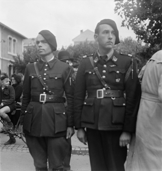 Französische Soldaten beim Empfang der Schweizer Journalisten Lyon