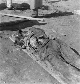 Exhumierter Leichnam aus einem Massengrab in Lyon