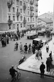 Unruhen von Genf 1932: Verkehrsstau bei Strassensperre