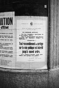 Unruhen von Genf 1932: Plakat mit Demonstrationsverbot im Kanton Genf