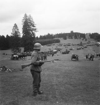 Französische Artilleristen im Schweizer Jura