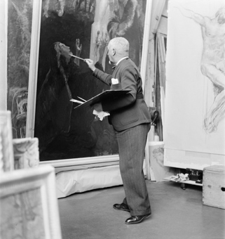 Cuno Amiet in seinem Atelier auf der Oschwand
