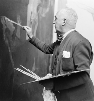 Cuno Amiet in seinem Atelier auf der Oschwand